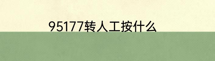 95177转人工按什么