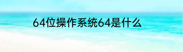 64位操作系统64是什么