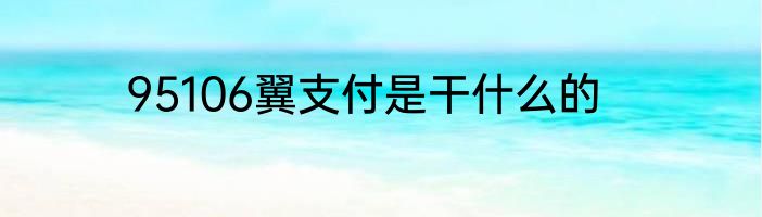 95106翼支付是干什么的