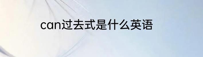 can过去式是什么英语