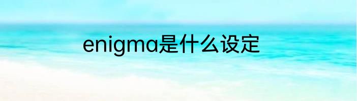 enigma是什么设定