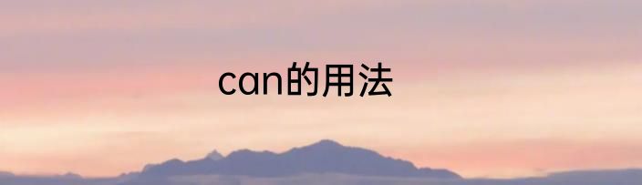 can的用法