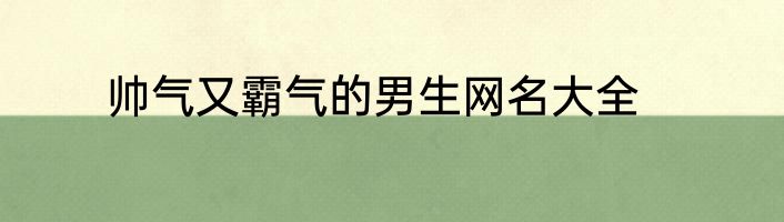 帅气又霸气的男生网名大全
