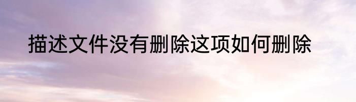 描述文件没有删除这项如何删除