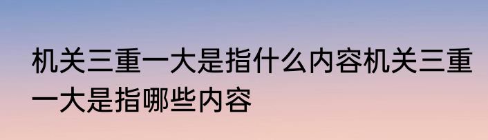 机关三重一大是指什么内容机关三重一大是指哪些内容