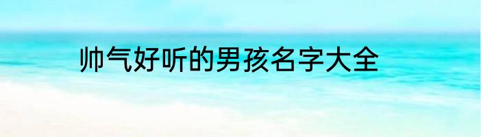 帅气好听的男孩名字大全