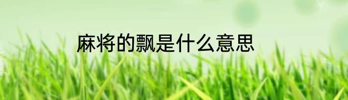 麻将的飘是什么意思
