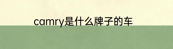 camry是什么牌子的车