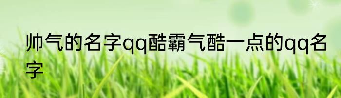 帅气的名字qq酷霸气酷一点的qq名字