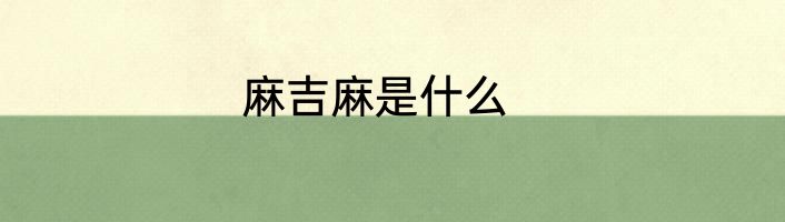麻吉麻是什么