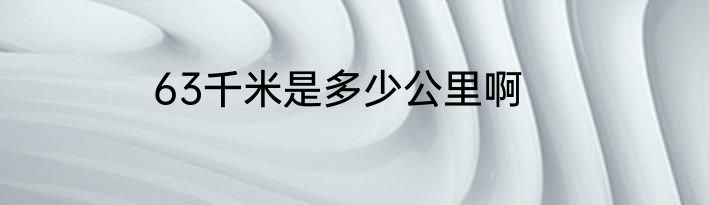 63千米是多少公里啊