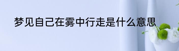 梦见自己在雾中行走是什么意思