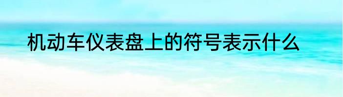 机动车仪表盘上的符号表示什么