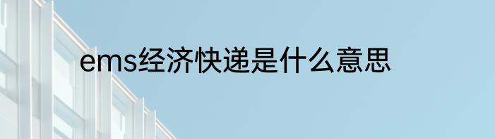 ems经济快递是什么意思