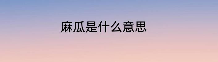 麻瓜是什么意思