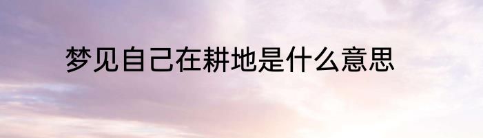 梦见自己在耕地是什么意思