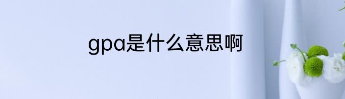 gpa是什么意思啊