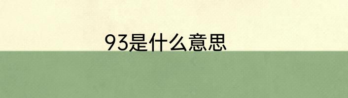 93是什么意思
