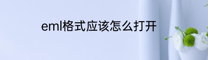 eml格式应该怎么打开