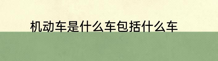 机动车是什么车包括什么车