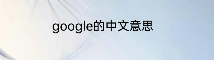 google的中文意思