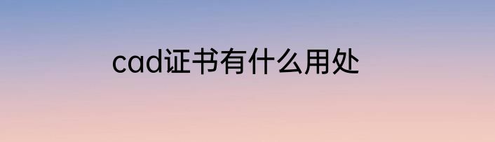 cad证书有什么用处
