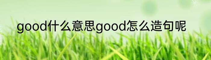 good什么意思good怎么造句呢