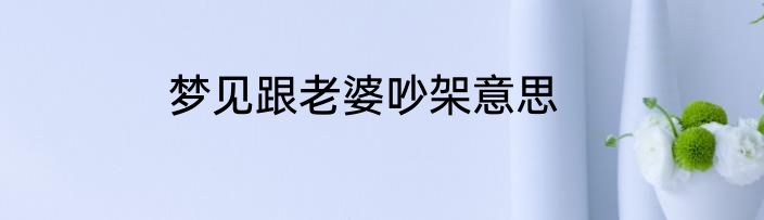 梦见跟老婆吵架意思