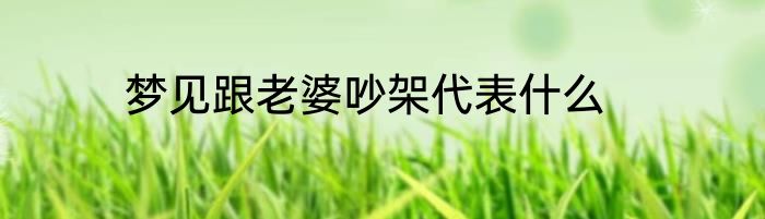 梦见跟老婆吵架代表什么