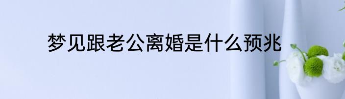 梦见跟老公离婚是什么预兆