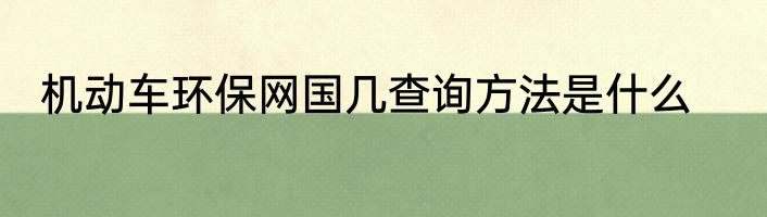 机动车环保网国几查询方法是什么