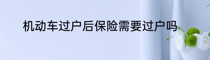 机动车过户后保险需要过户吗