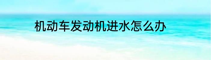 机动车发动机进水怎么办