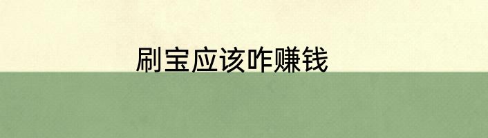 刷宝应该咋赚钱
