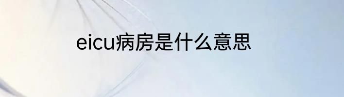 eicu病房是什么意思
