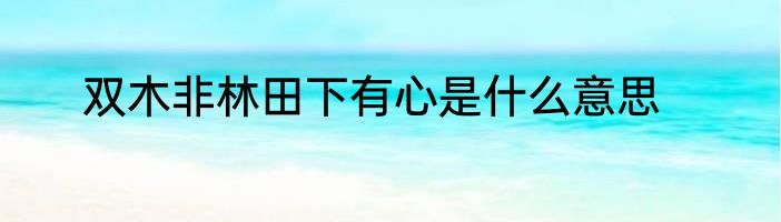 双木非林田下有心是什么意思