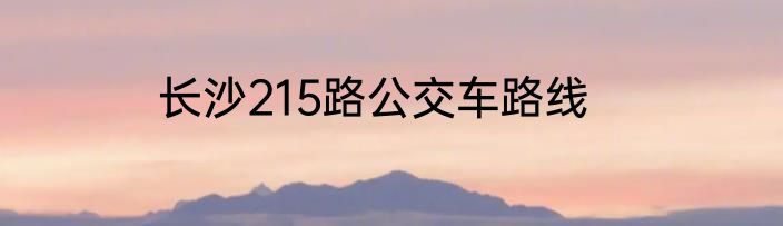 长沙215路公交车路线