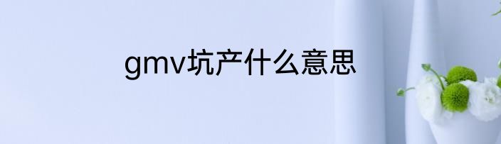 gmv坑产什么意思