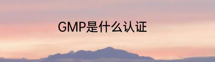 GMP是什么认证