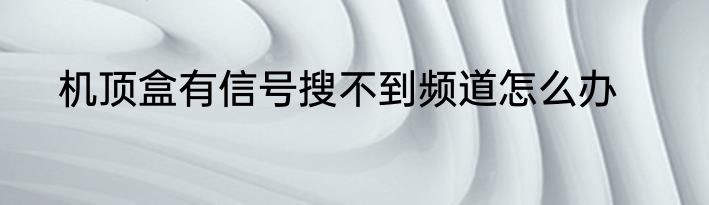 机顶盒有信号搜不到频道怎么办