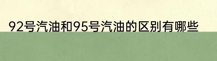 92号汽油和95号汽油的区别有哪些