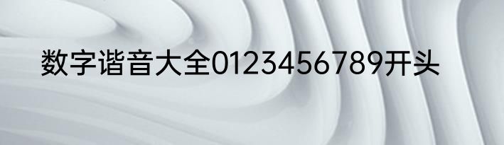 数字谐音大全0123456789开头