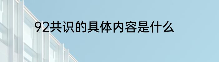 92共识的具体内容是什么
