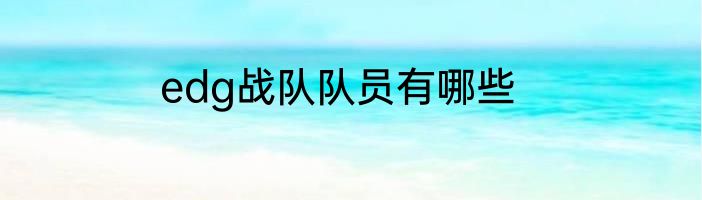 edg战队队员有哪些