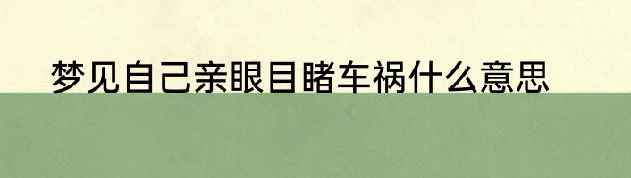 梦见自己亲眼目睹车祸什么意思
