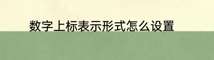 数字上标表示形式怎么设置