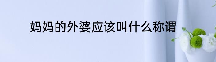 妈妈的外婆应该叫什么称谓