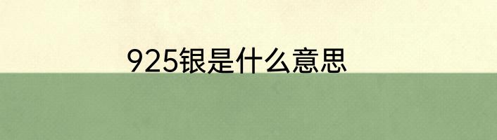 925银是什么意思