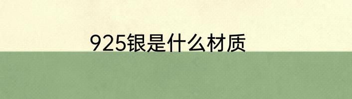 925银是什么材质