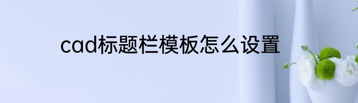 cad标题栏模板怎么设置